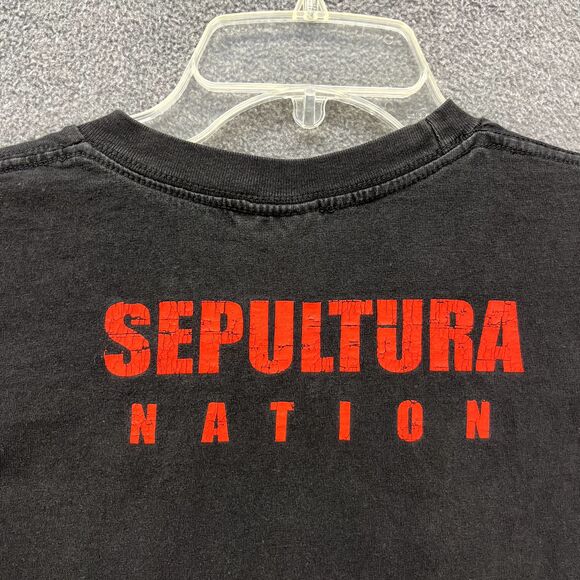 Vintage Sepultura Heavy metal T Shirt Mens Small Black Nation Metal band cotton - Picture 11 of 14